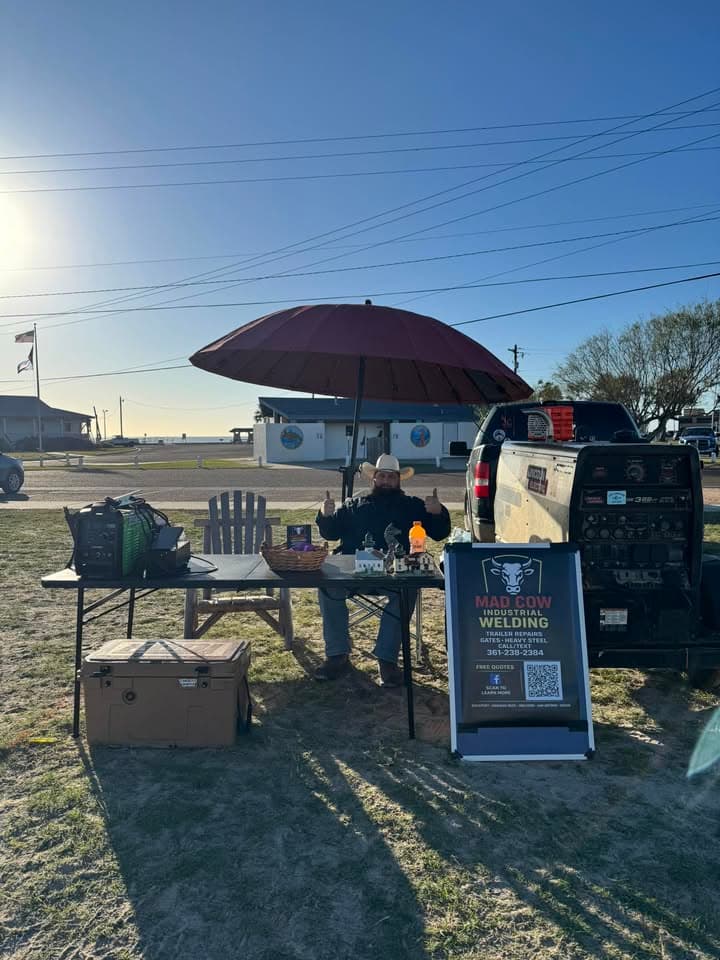 Hayden Landers with Mad Cow Industrial Welding booth and mobile welding equipment